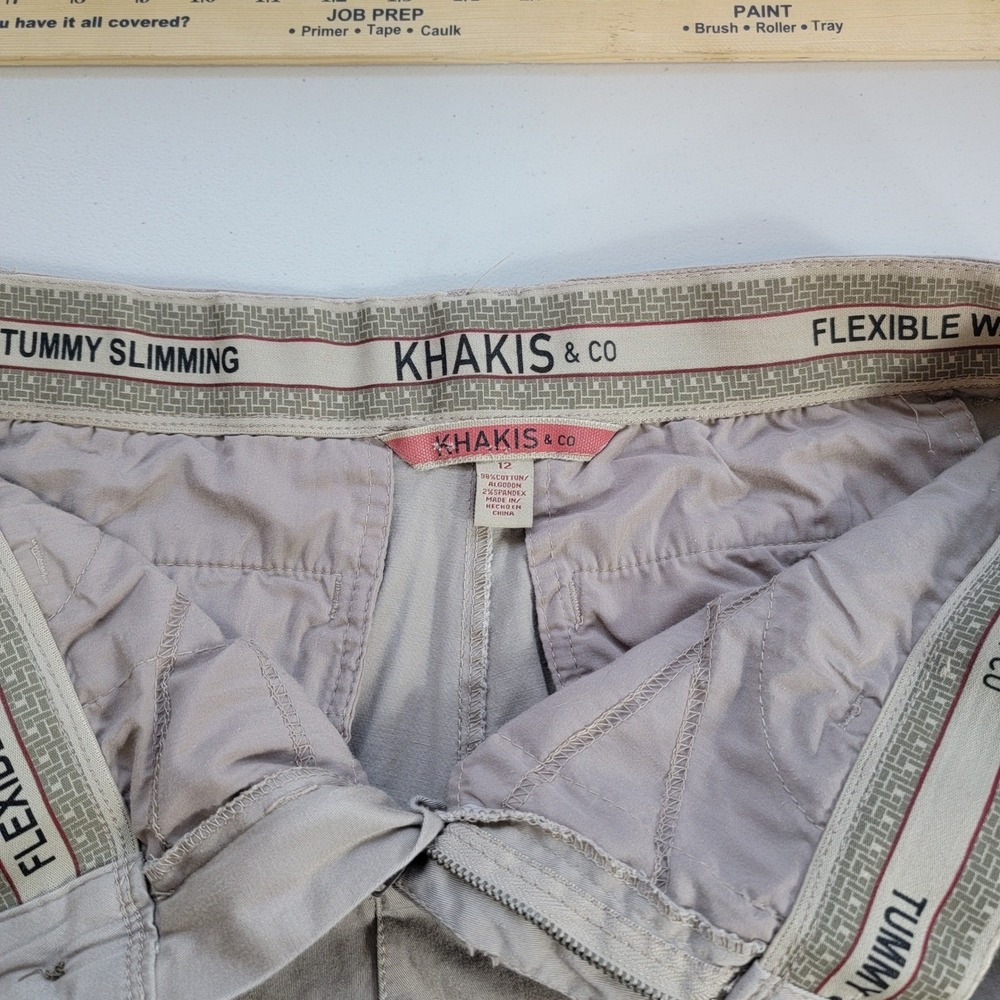 Khakis & Co Tummy Slimming Chino Pants Women 12 Tan Flexible Waist - Picture 3 of 7
